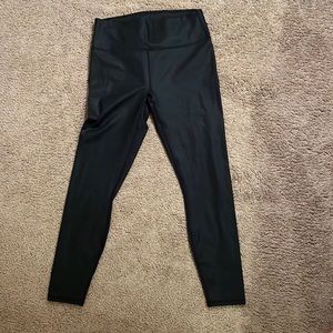 Black faux leather leggings by Fabletics, size Large